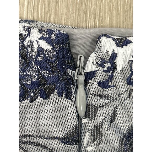 LOFT Skirt 00P Petite Gray Floral Print Jacquard Pencil Career Work Office - Picture 6 of 7